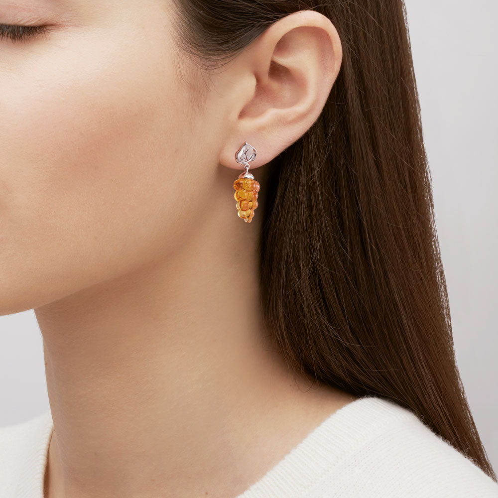 Vigne Amber Crystal & Silver Earrings