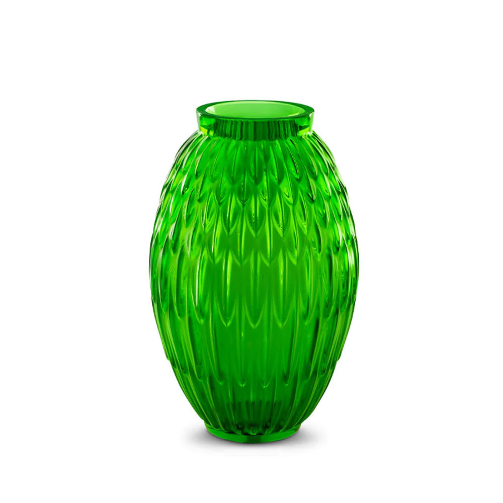 Plumes Green Crystal Vase