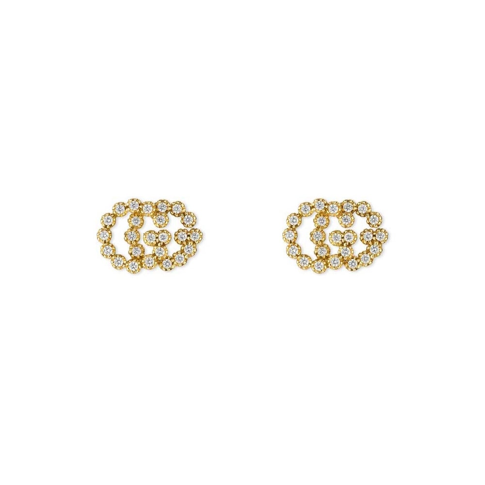 GG Running 18ct Yellow Gold Diamond Stud Earrings