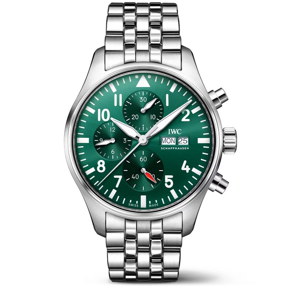 Pilot's 43mm Green Dial Chronograph Bracelet Watch