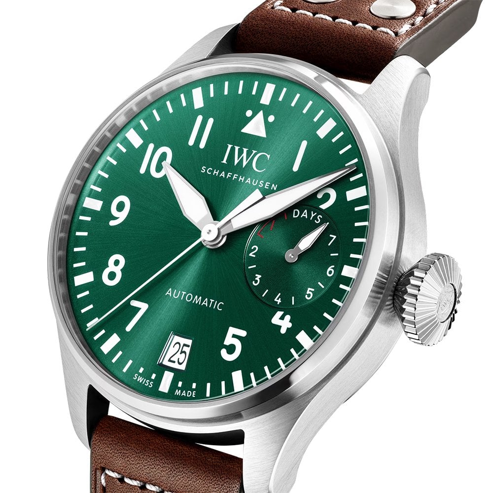 Big Pilot's 46mm Green Dial Men's Leather Strap Watch