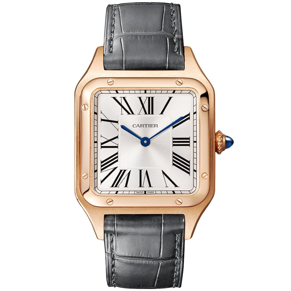 Santos Dumont 18ct Rose Gold Large Steel Strap Watch