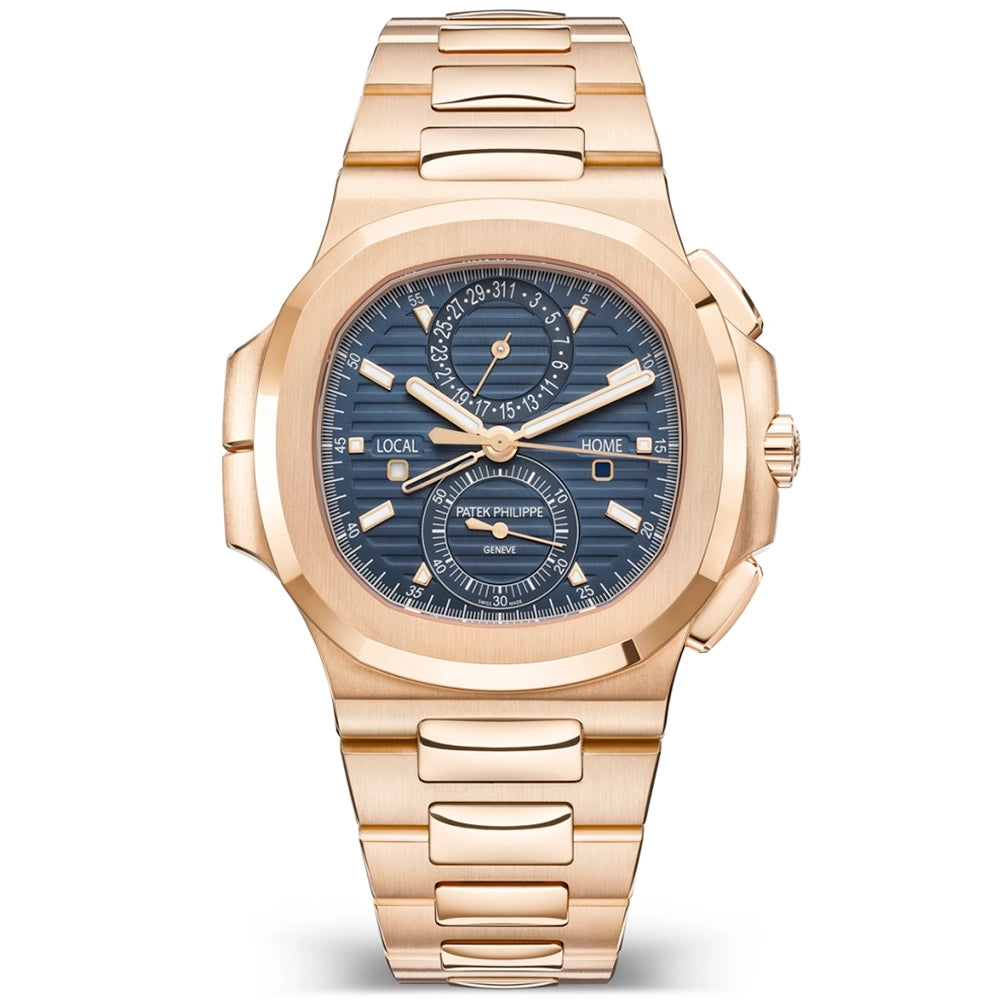 Nautilus Flyback 18ct Rose Gold Travel Time Chronograph Watch