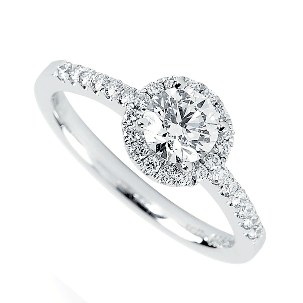 Platinum Brilliant Cut Diamond Halo Engagement Ring