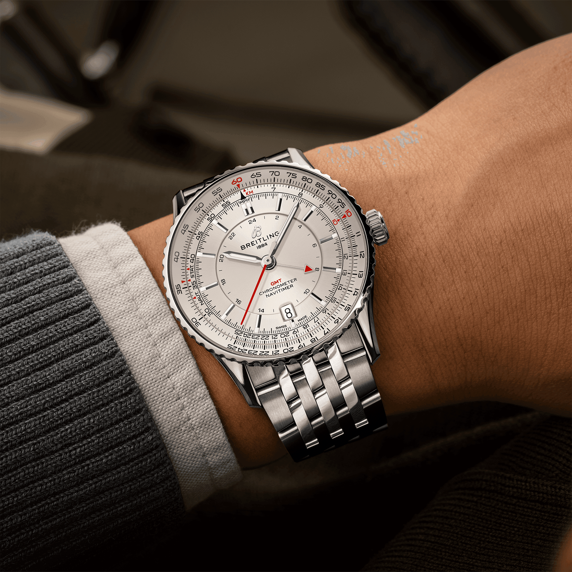 Navitimer GMT 41mm Cream Dial Men's Automatic Bracelet Watch