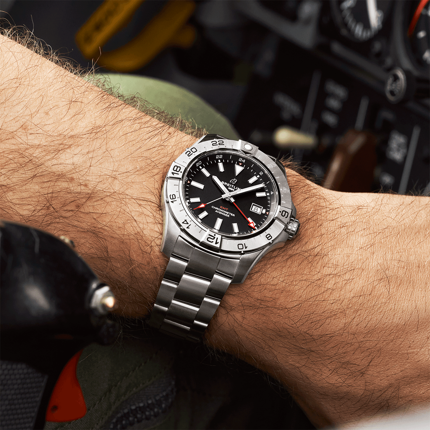Avenger GMT 44mm Black Dial Automatic Bracelet Watch