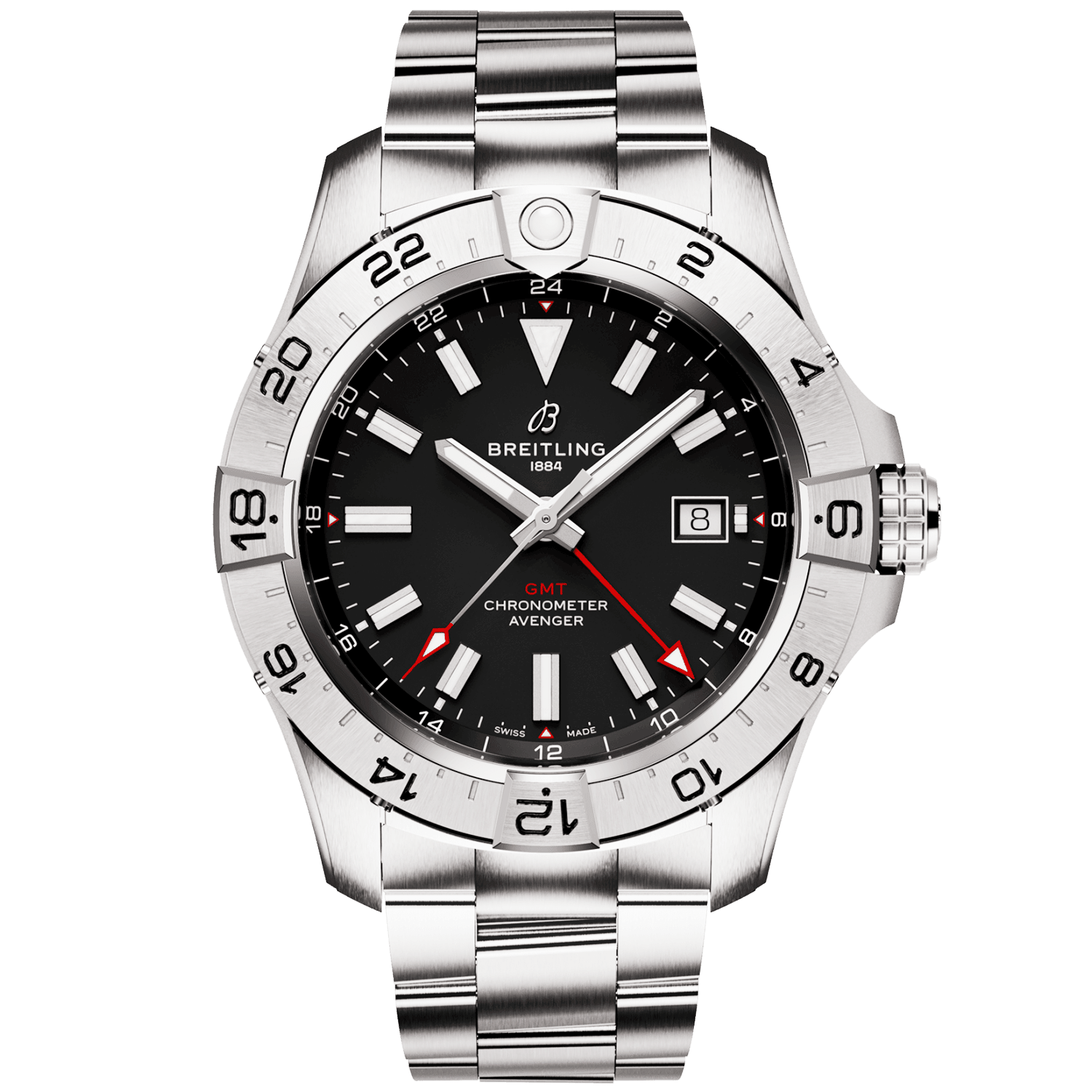 Avenger GMT 44mm Black Dial Automatic Bracelet Watch