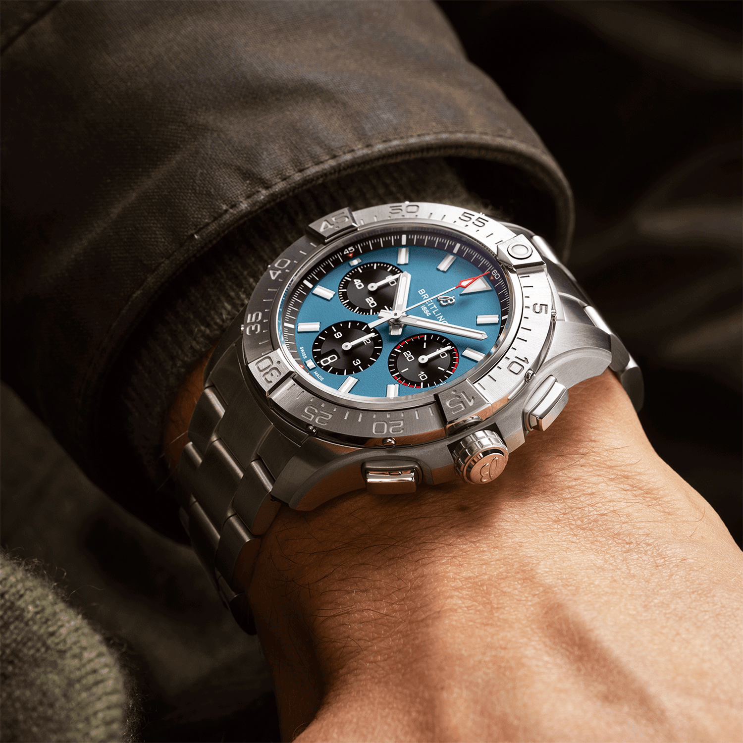 Avenger 44mm Blue Dial Automatic Chronograph Bracelet Watch