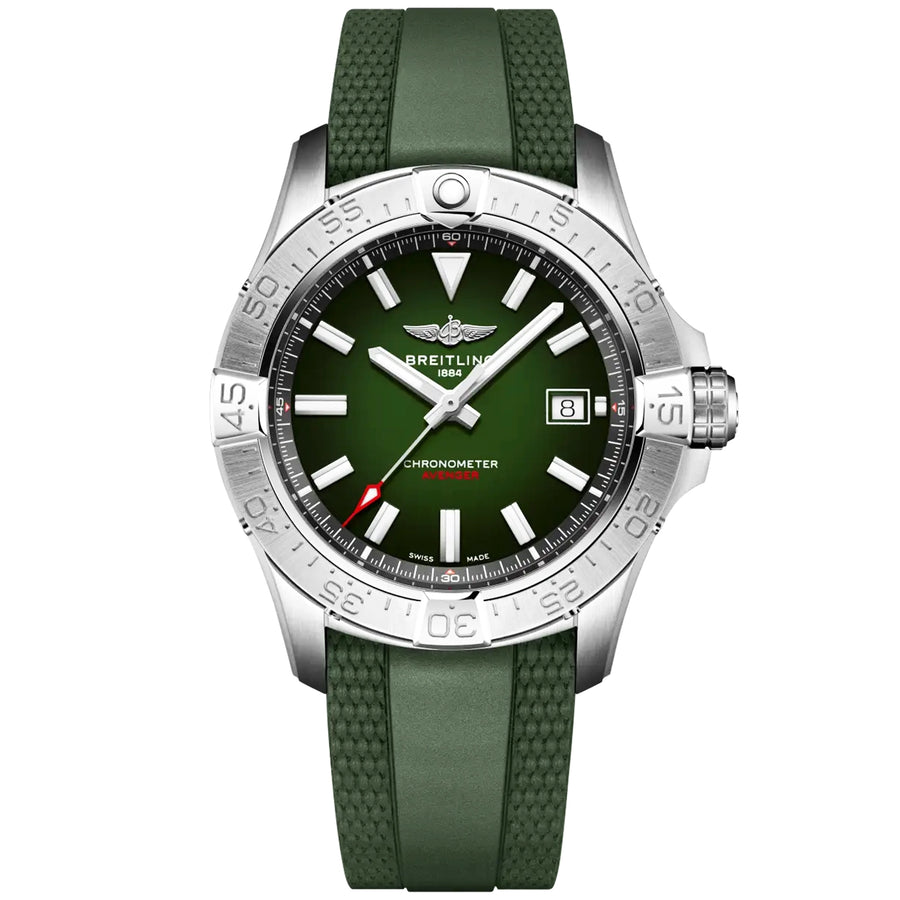 Breitling Avenger Wings 42mm Green Gradient Dial Automatic Mens Strap Watch - Berry's Jewellers