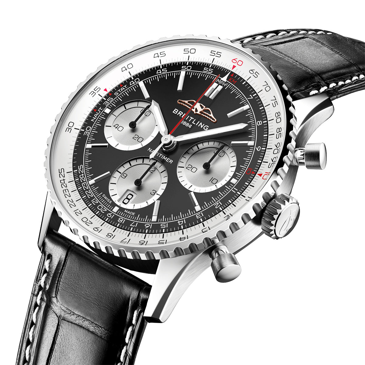 Navitimer 41mm Black Dial Automatic Chronograph Strap Watch