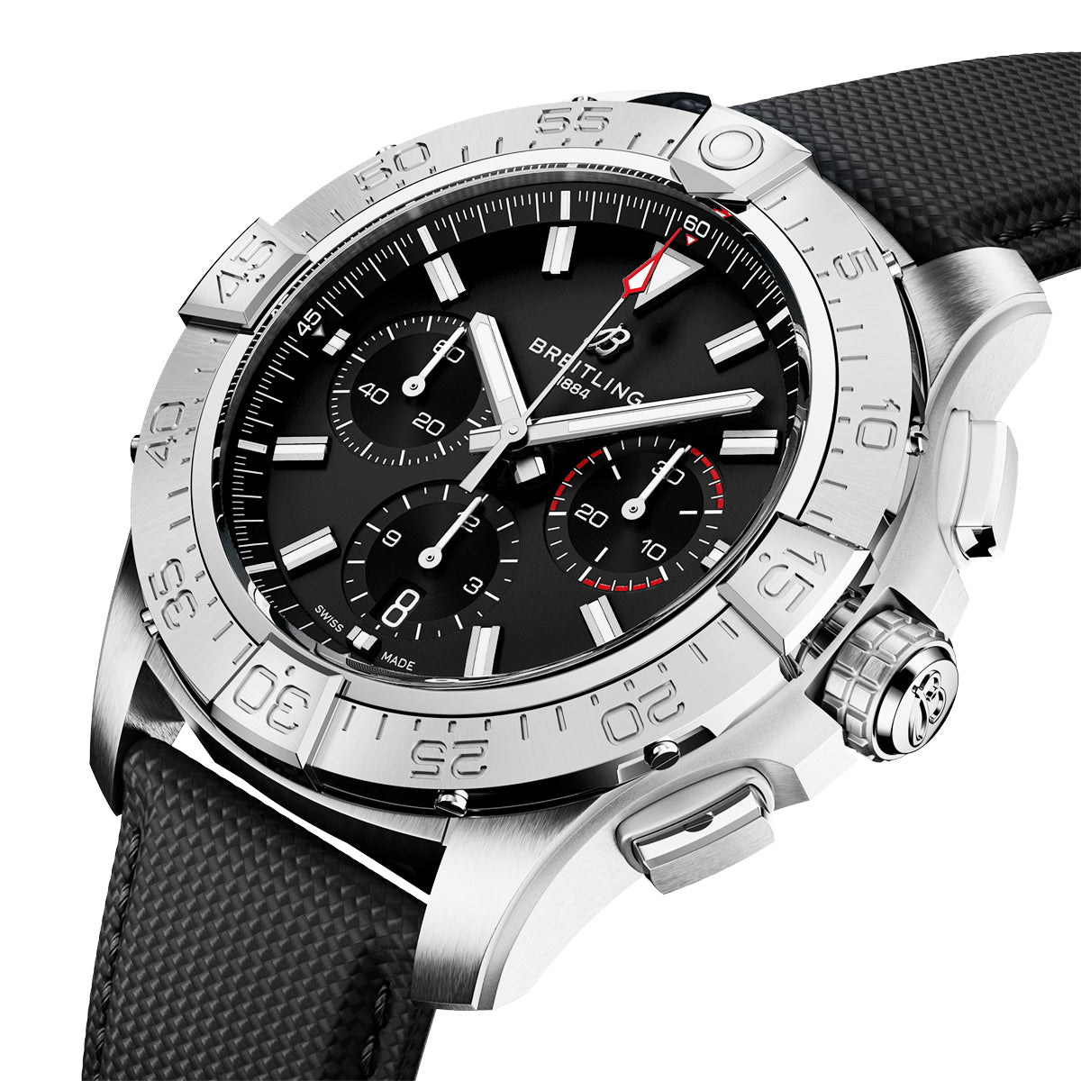 Avenger 44mm Black Dial Automatic Chronograph Strap Watch