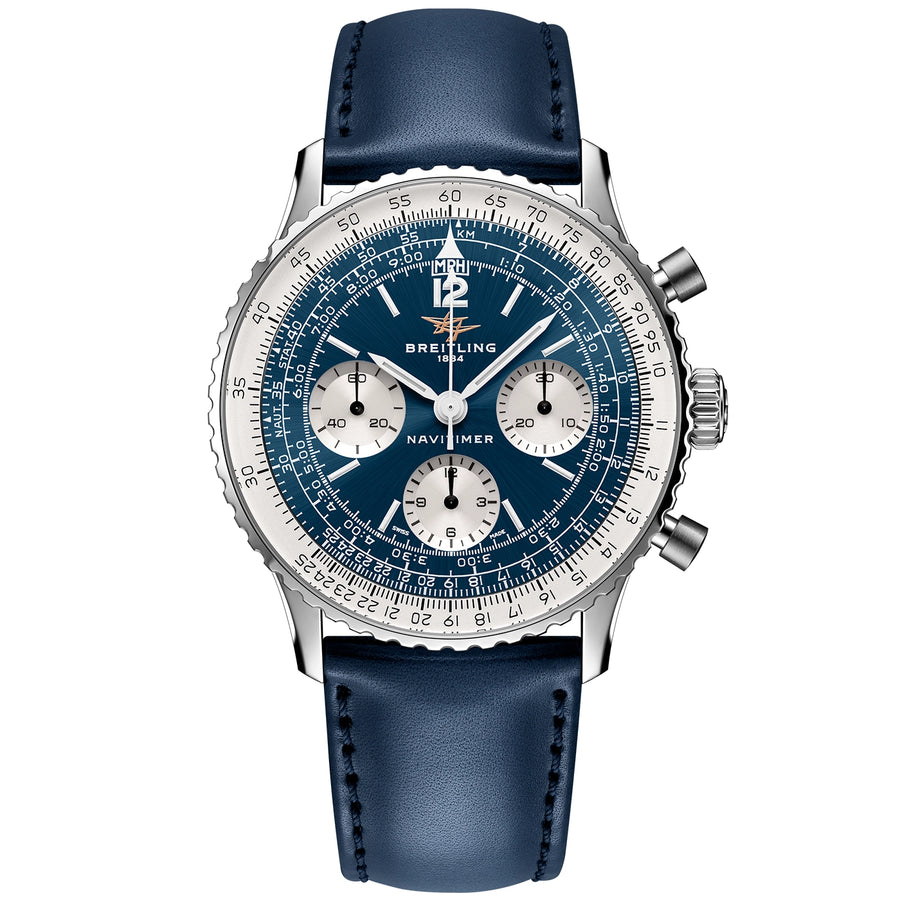 Breitling Navitimer Chronograph 41mm Sunray Blue Dial Mens Strap Watch - Berry's Jewellers