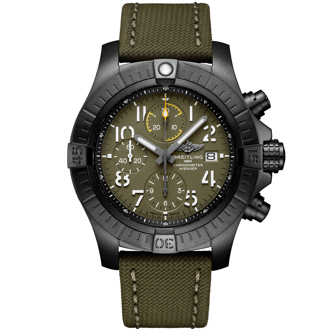 Avenger Night Mission Chronograph 45mm Green Dial Strap Watch