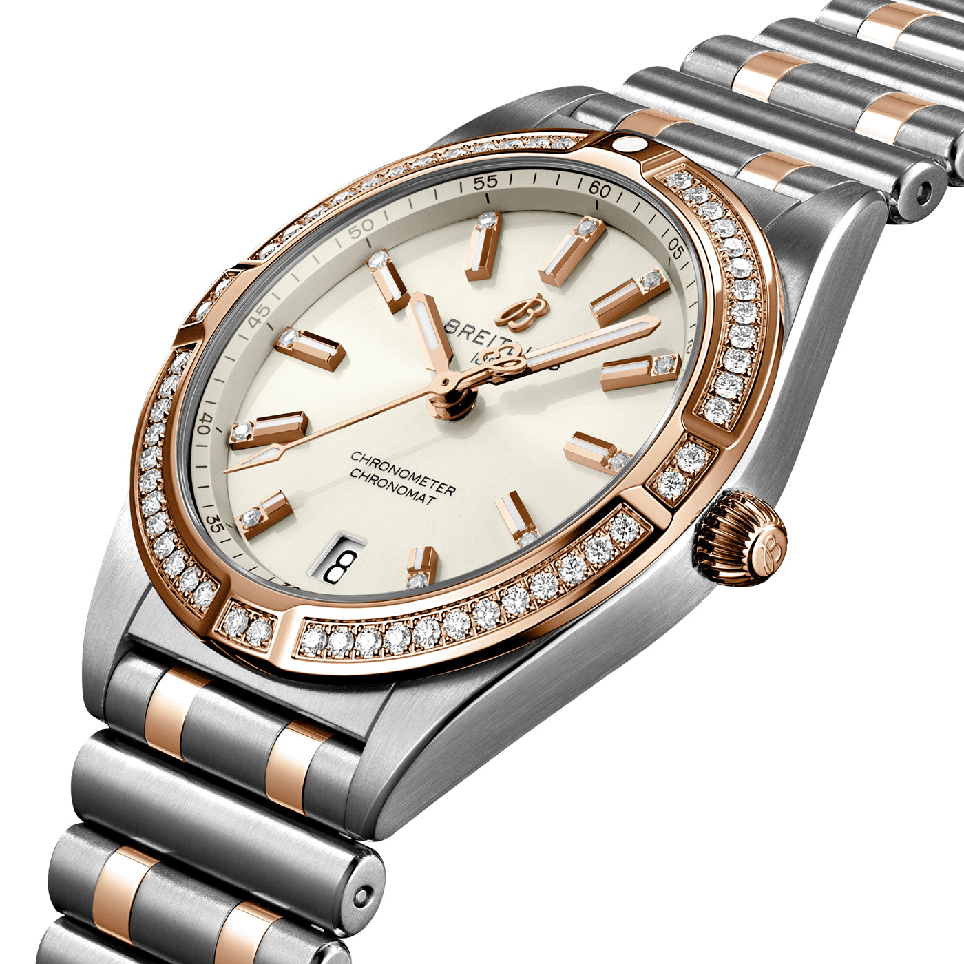 Chronomat 32mm Two-Tone Silver Diamond Dial Ladies Bracelet Watch