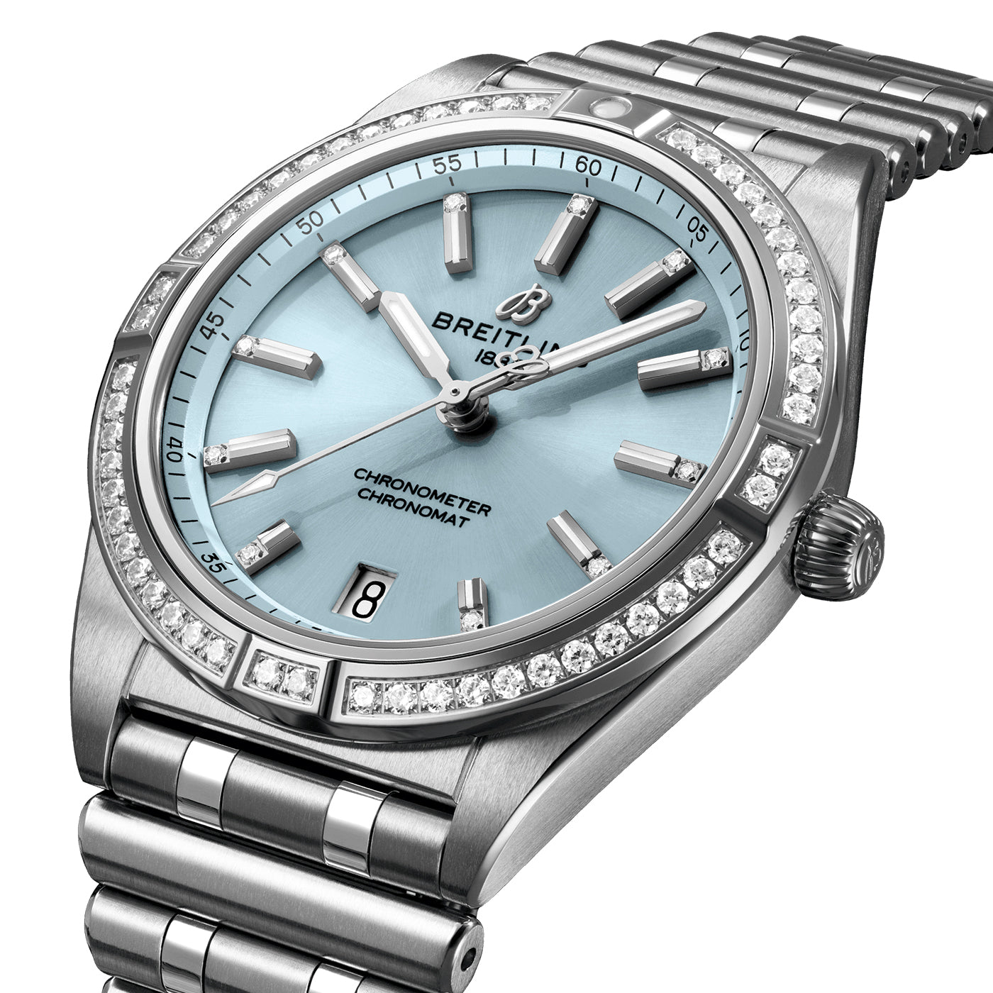 Chronomat 36mm 18ct White Gold & Steel Ice Blue Dial Diamond Set Watch
