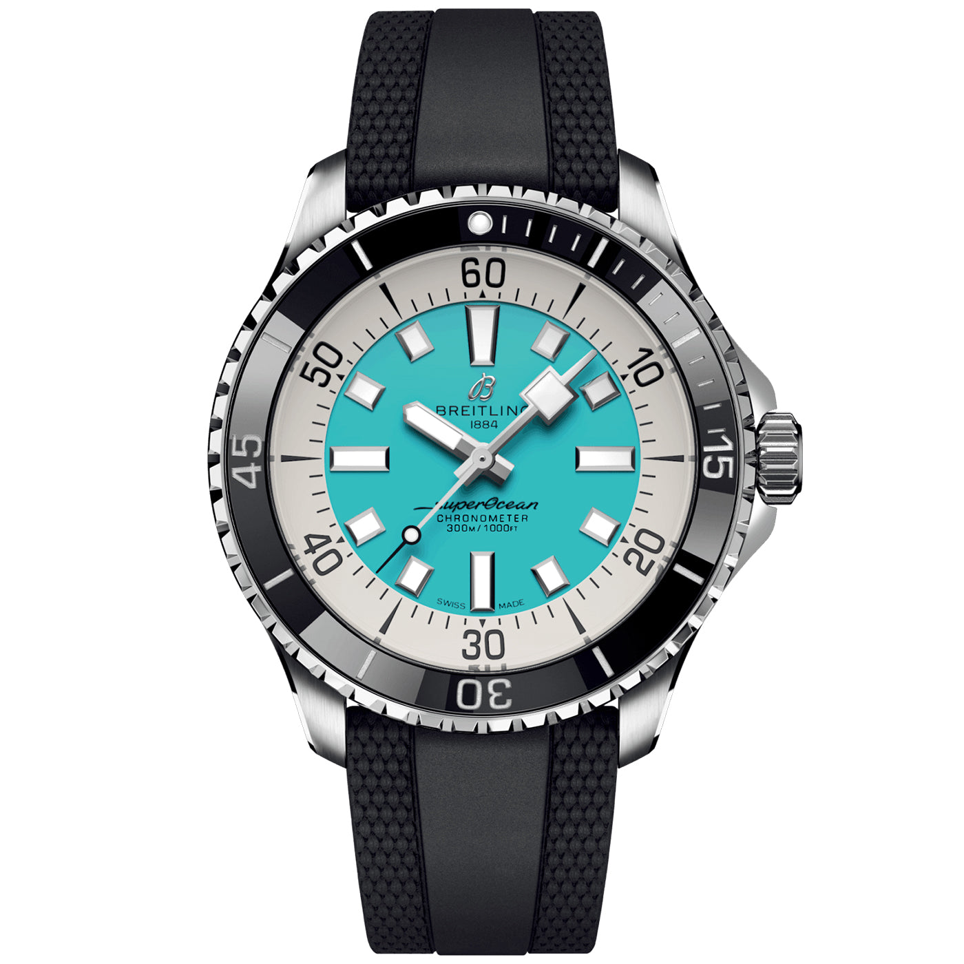 Superocean 44mm Turquoise Dial Men's Automatic Strap Watch