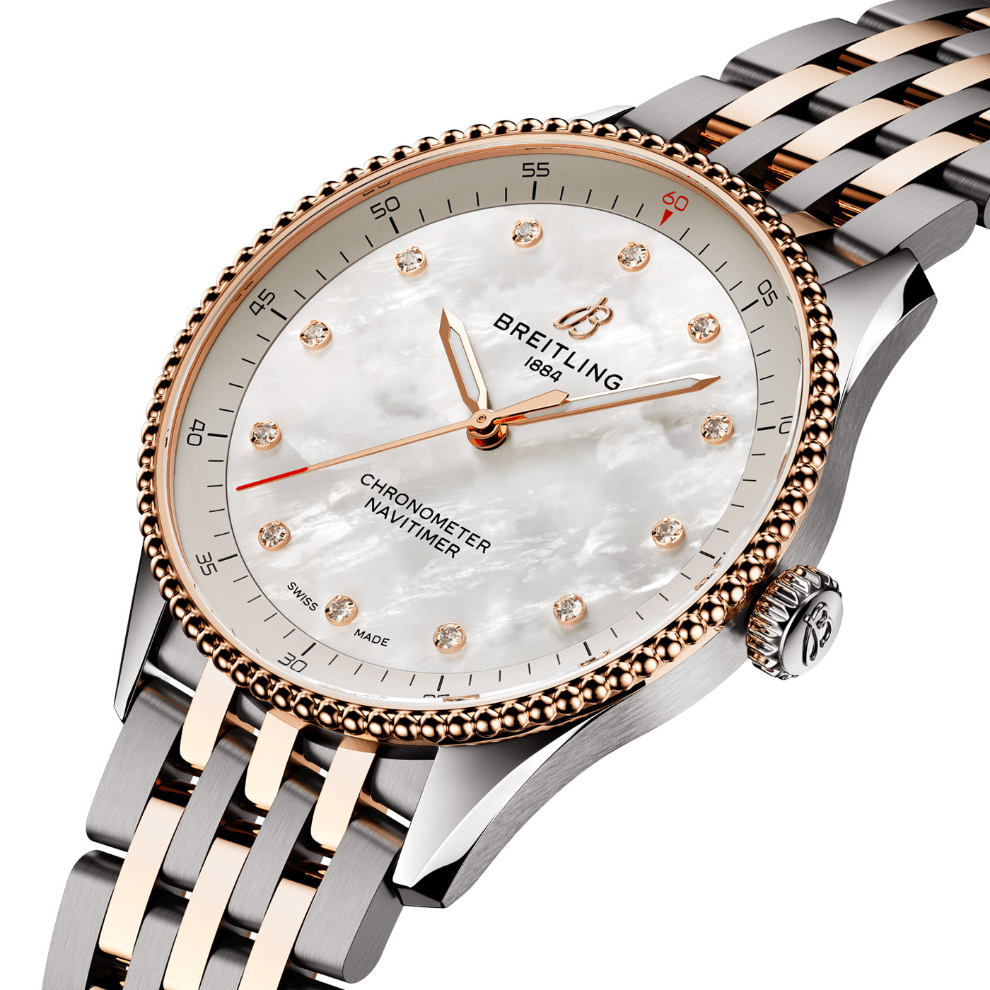 Navitimer 32mm Two-Tone Diamond Dial Ladies Bracelet Watch
