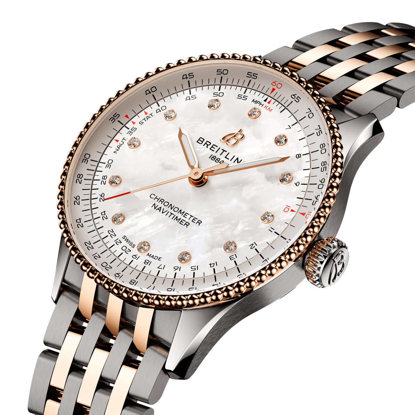 Navitimer 36mm Two-Tone Diamond Dial Ladies Bracelet Watch