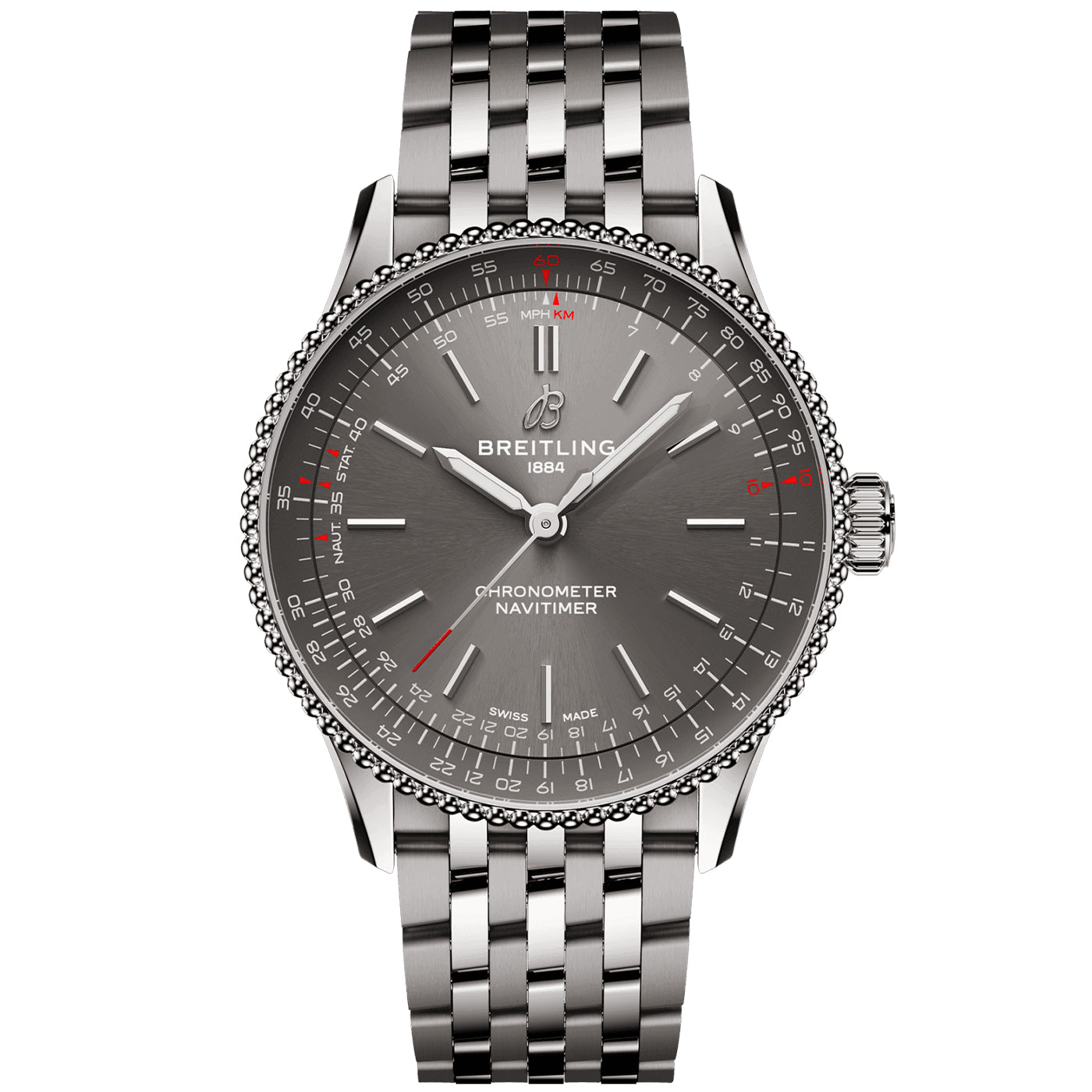 Navitimer 36mm Sunray Grey Dial Ladies Bracelet Watch
