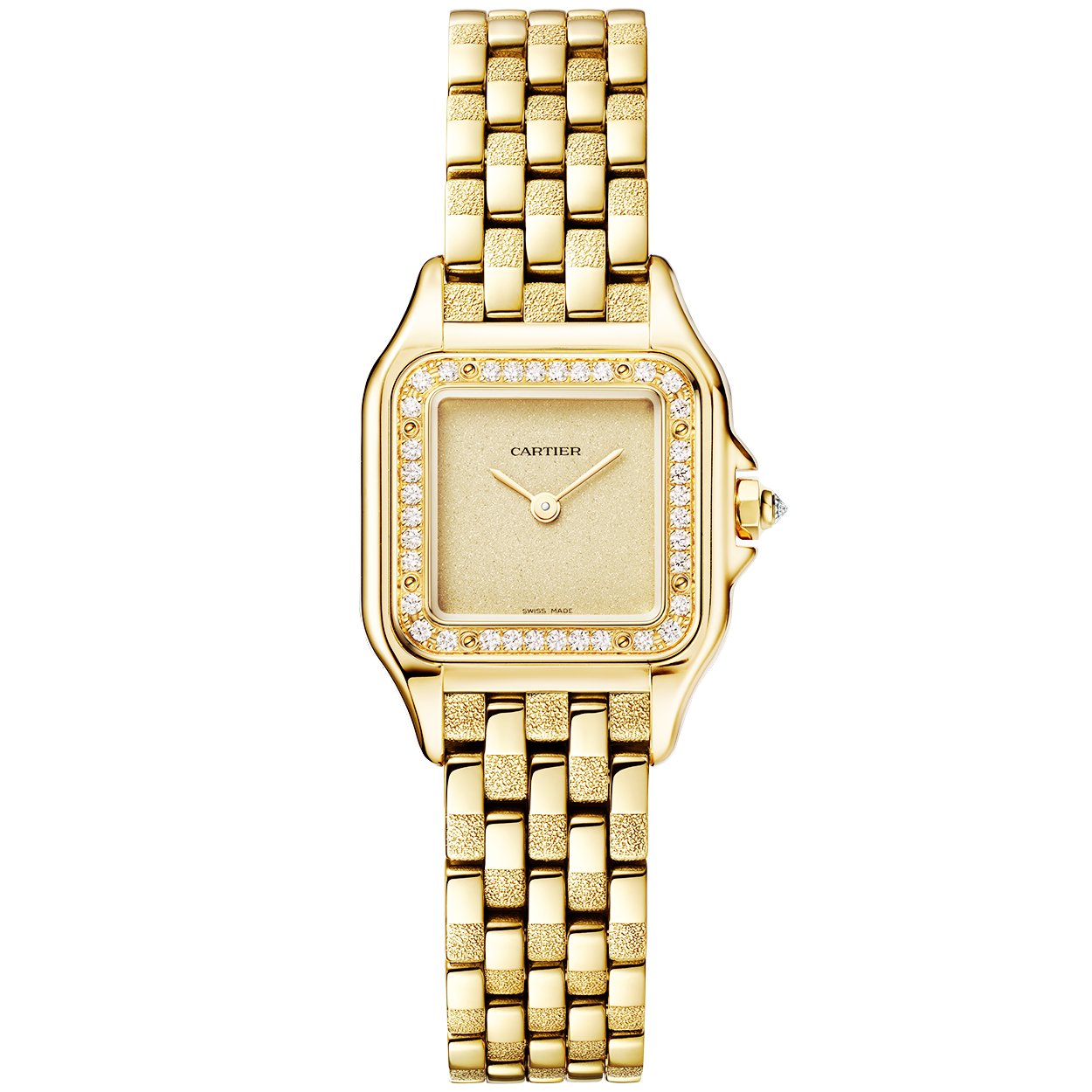 Panthère de Cartier Small 18ct Yellow Gold Grained Dial Diamond Set Watch