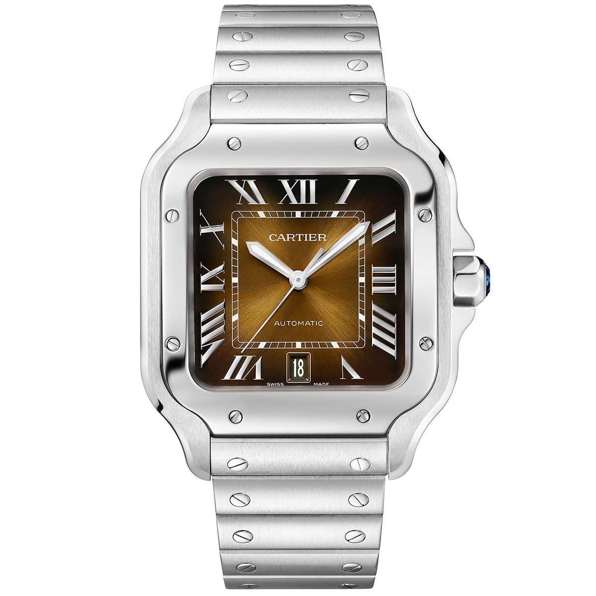 Santos de Cartier Large Brown Dial Automatic Bracelet/Strap Watch