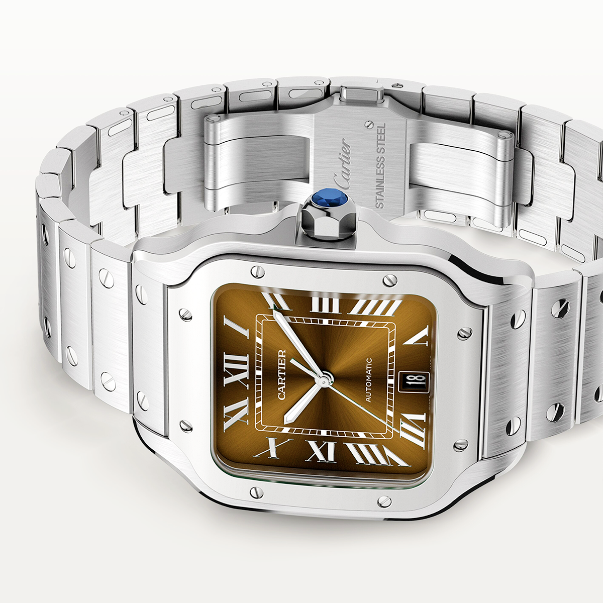 Santos de Cartier Large Brown Dial Automatic Bracelet/Strap Watch