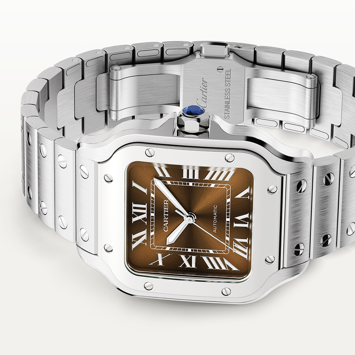 Santos de Cartier Medium Brown Dial Automatic Bracelet/Strap Watch