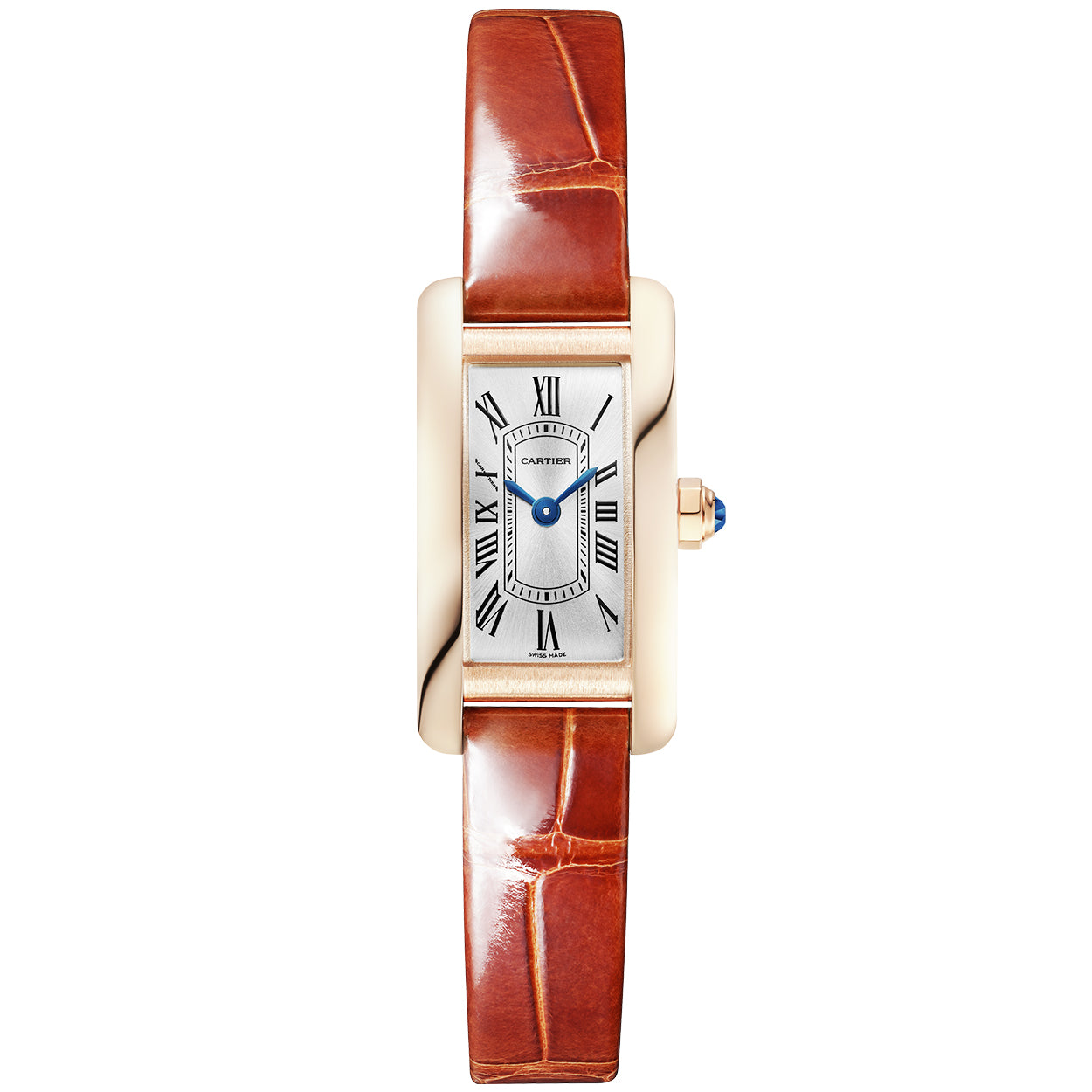 Tank Américaine Mini 18ct Rose Gold Leather Strap Watch