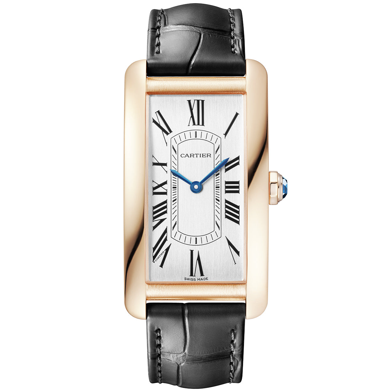 Tank Américaine Large 18ct Rose Gold Leather Strap Watch