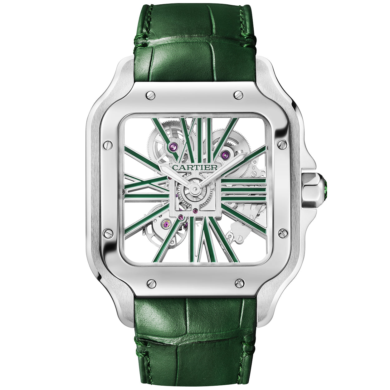 Santos de Cartier Large Skeleton/Green Dial Men's Watch
