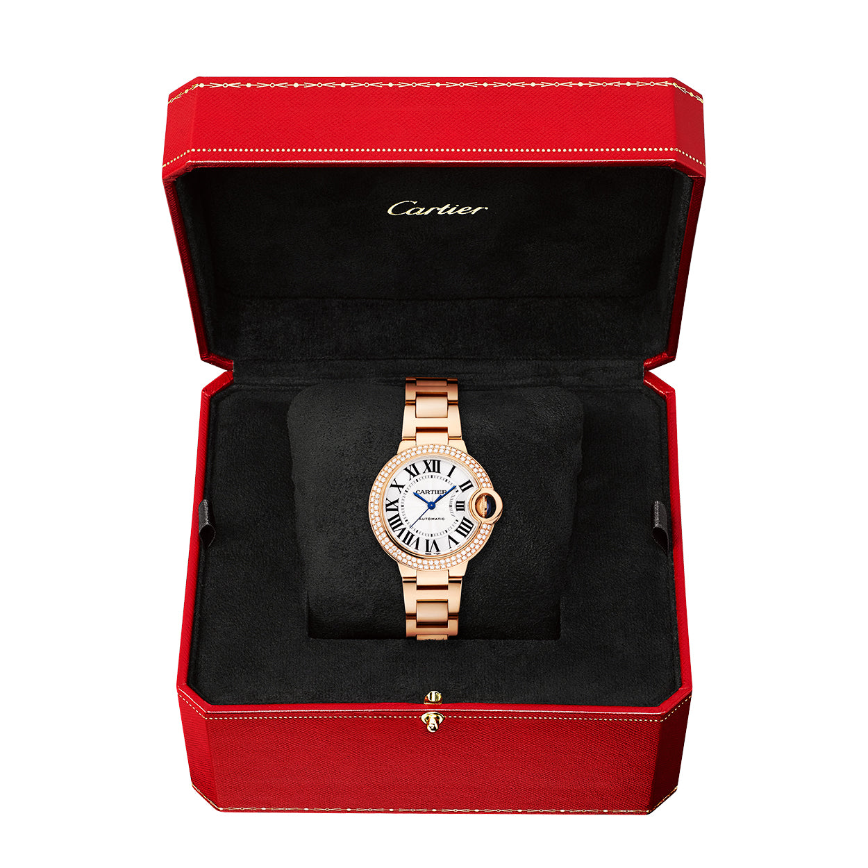 Ballon Bleu de Cartier 33mm 18ct Rose Gold Diamond Set Bracelet Watch