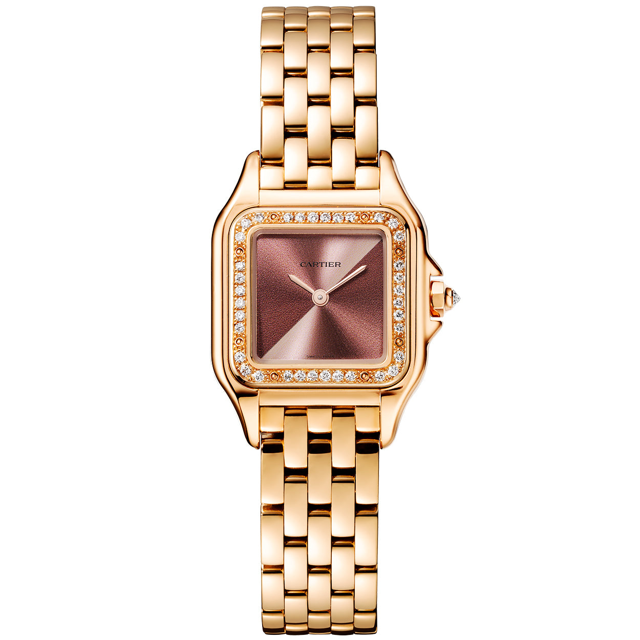 Panthère de Cartier Small 18ct Rose Gold Plum Dial Diamond Set Watch