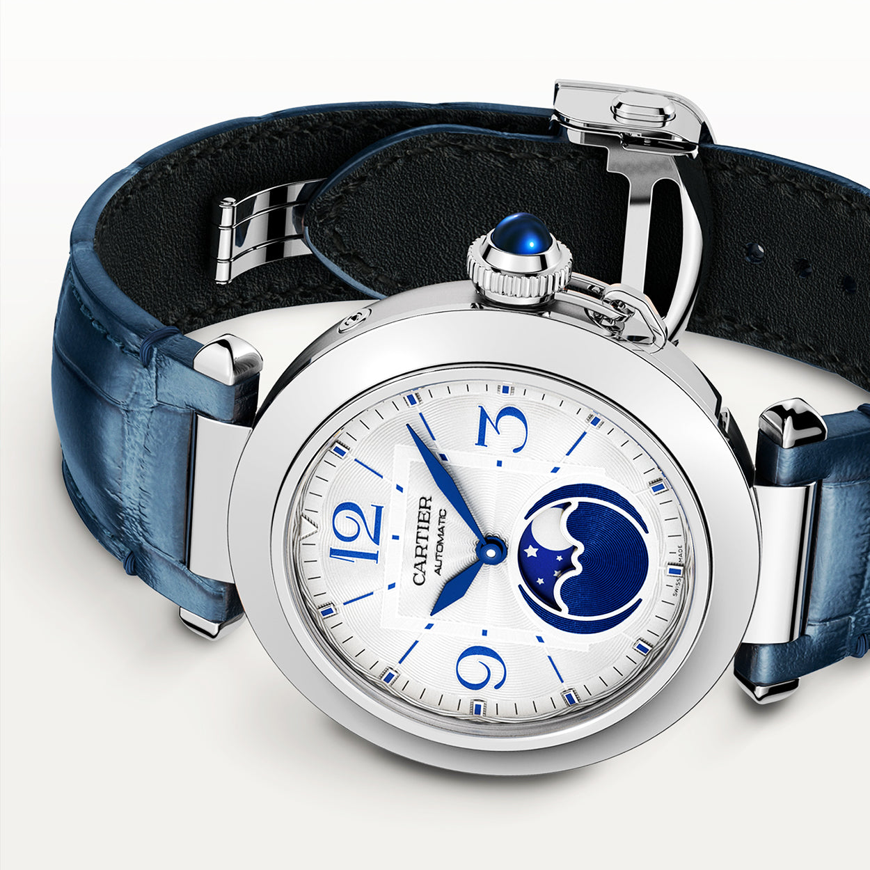 Pasha de Cartier Moonphase 41mm Men's Automatic Strap Watch