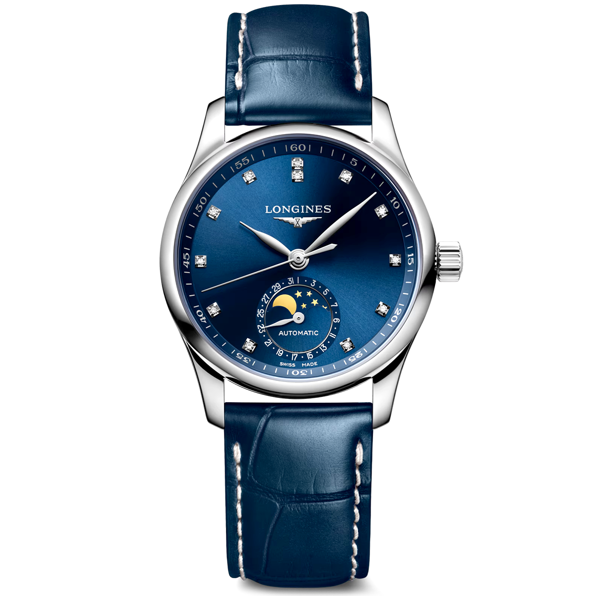 Master Collection Moonphase 34mm Blue Diamond Dial Ladies Watch