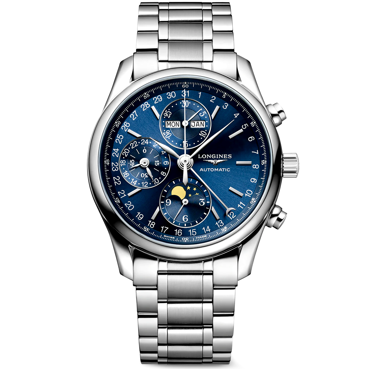Master Collection Moonphase Chronograph 40mm Blue Dial Bracelet Watch