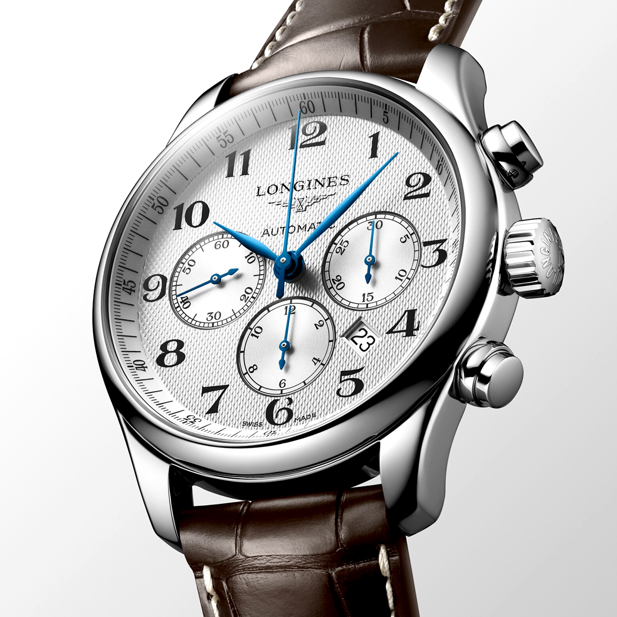 Master Collection Chronograph 42mm Silver Dial Strap Watch