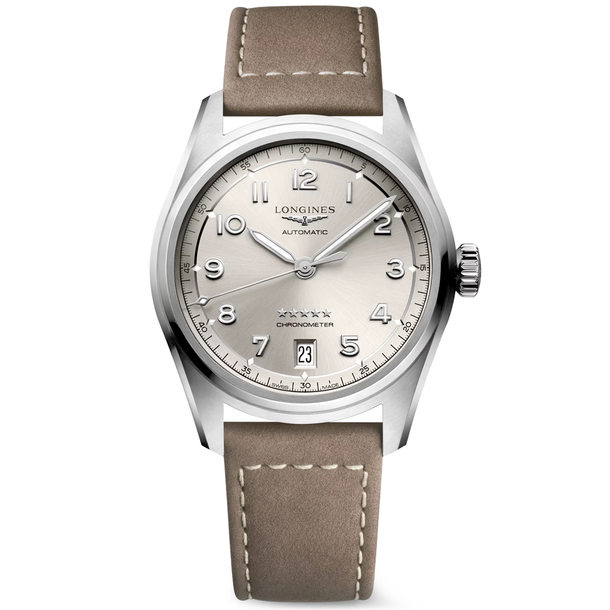 Spirit 37mm Champagne Dial Automatic Leather Strap Watch