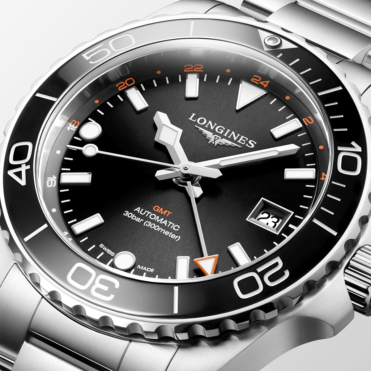 HydroConquest GMT 41mm Black Dial Automatic Bracelet Watch