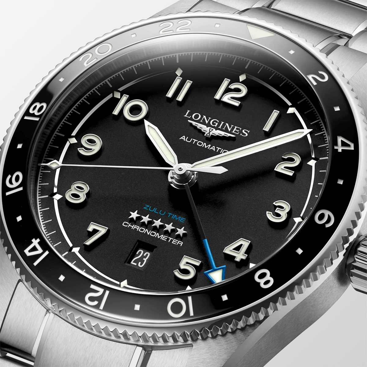Spirit Zulu Time 42mm Black Dial & Bezel Automatic Bracelet Watch