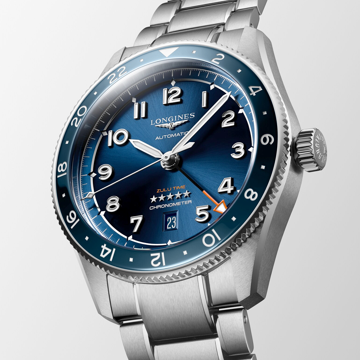 Spirit Zulu Time 42mm Blue Dial & Bezel Automatic Bracelet Watch
