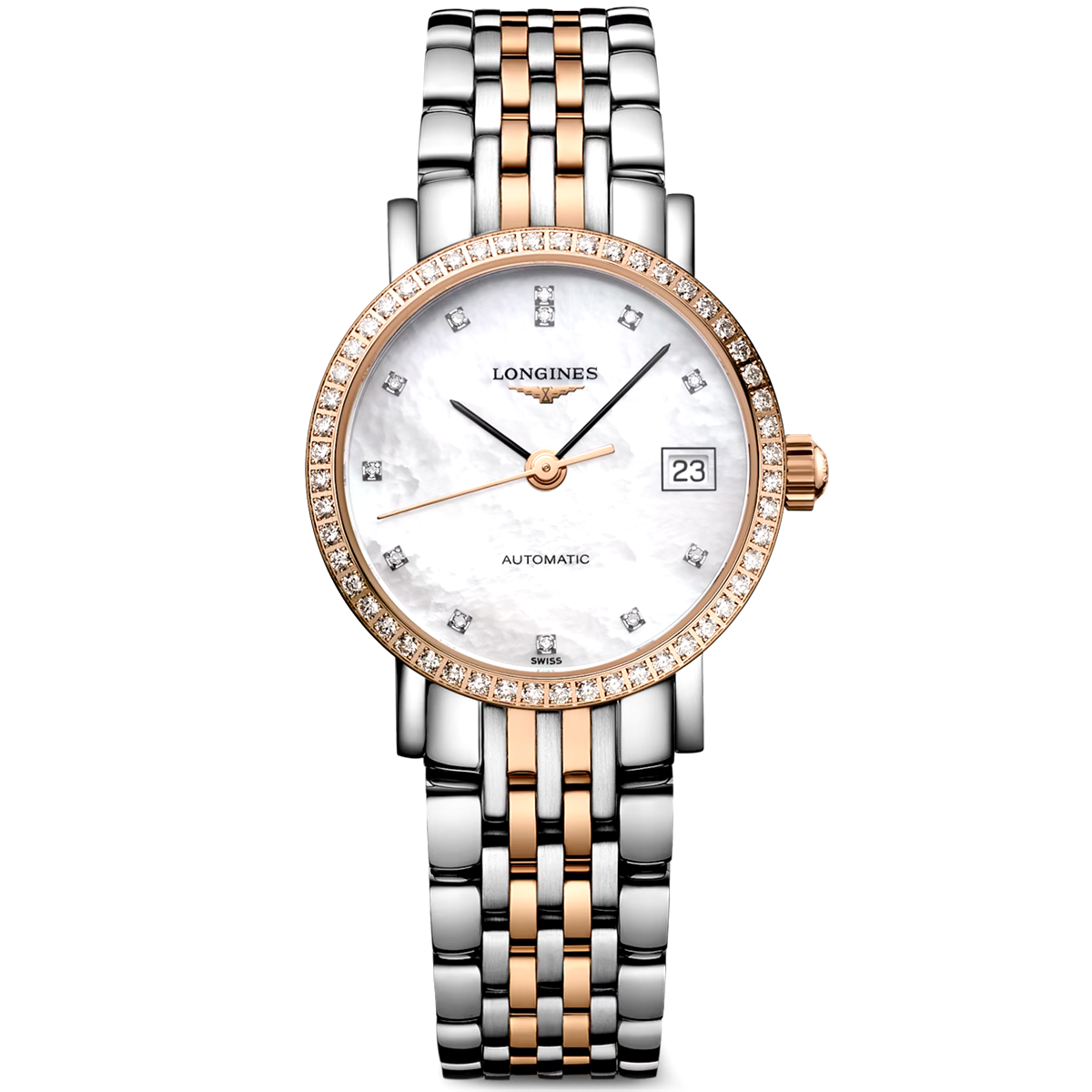Elegant 25.5mm Two-Tone Diamond Dial & Bezel Bracelet Watch