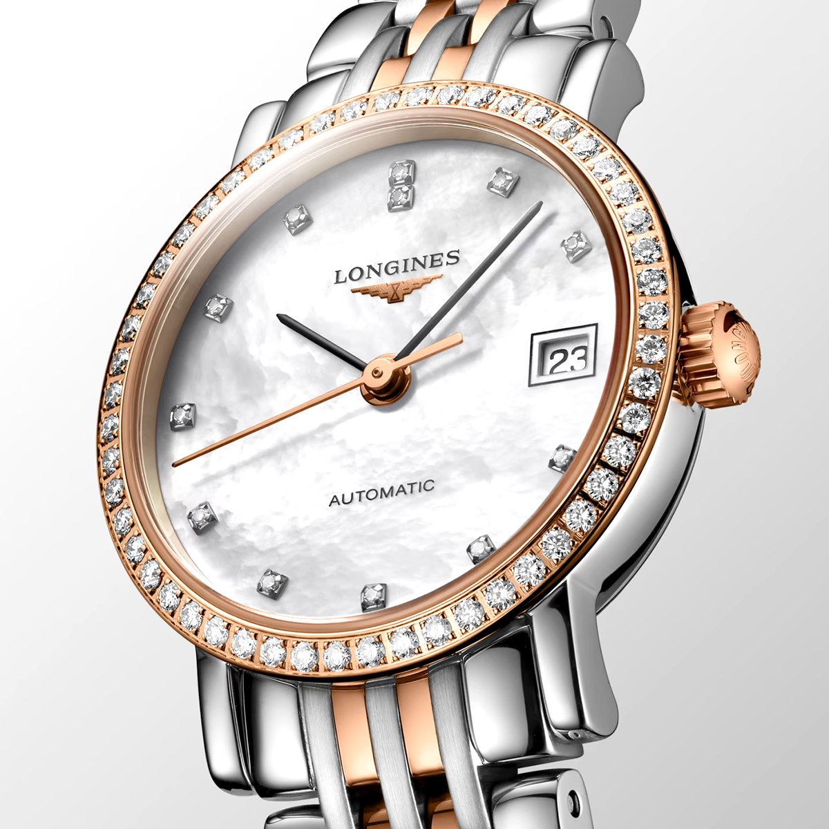 Elegant 25.5mm Two-Tone Diamond Dial & Bezel Bracelet Watch