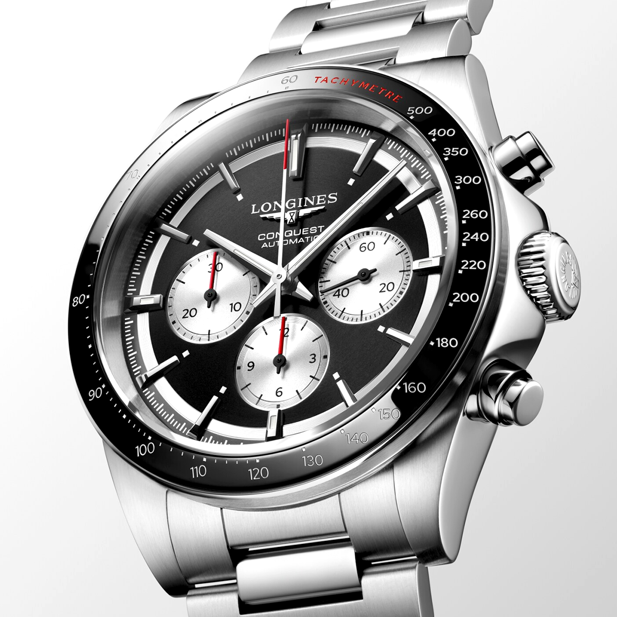 Conquest Chronograph 42mm Black/Silver Dial Automatic Watch