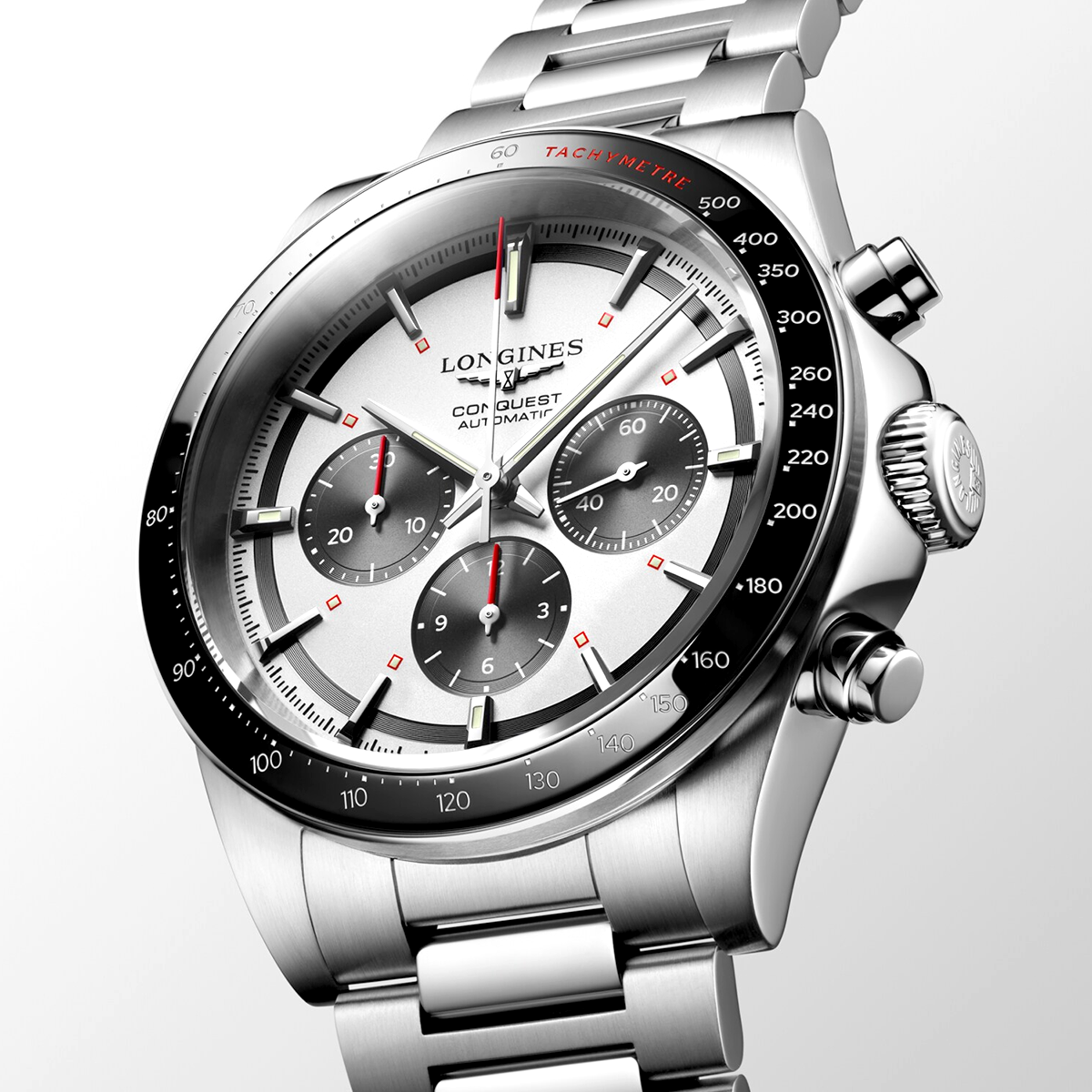 Conquest Chronograph 42mm Silver/Black Dial Automatic Watch