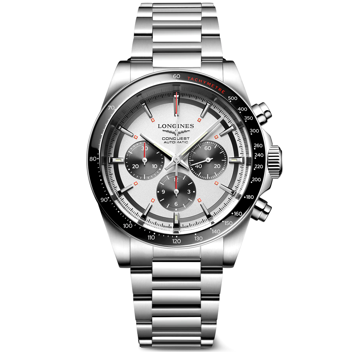 Conquest Chronograph 42mm Silver/Black Dial Automatic Watch