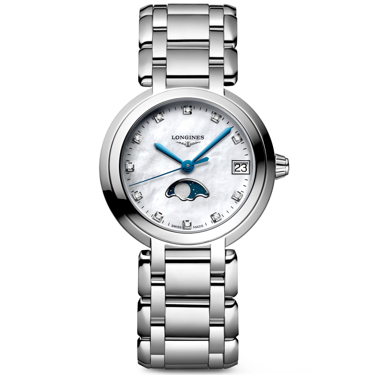 PrimaLuna Moonphase 30.5mm White Mother of Pearl Diamond Dial Watch