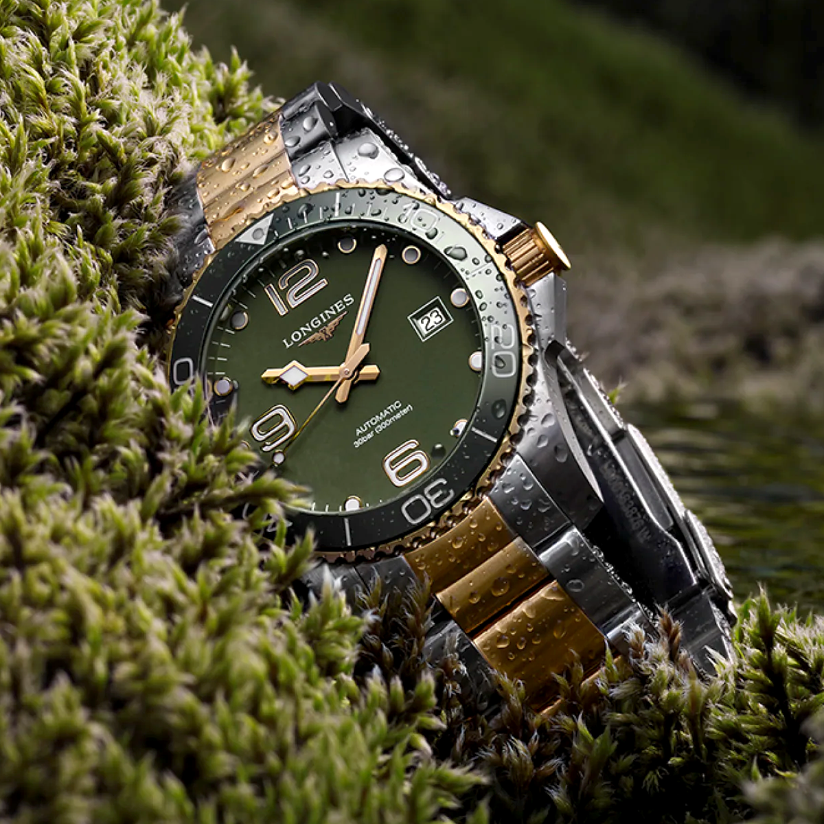 HydroConquest 41mm Two-Tone Green Dial Automatic Bracelet Watch