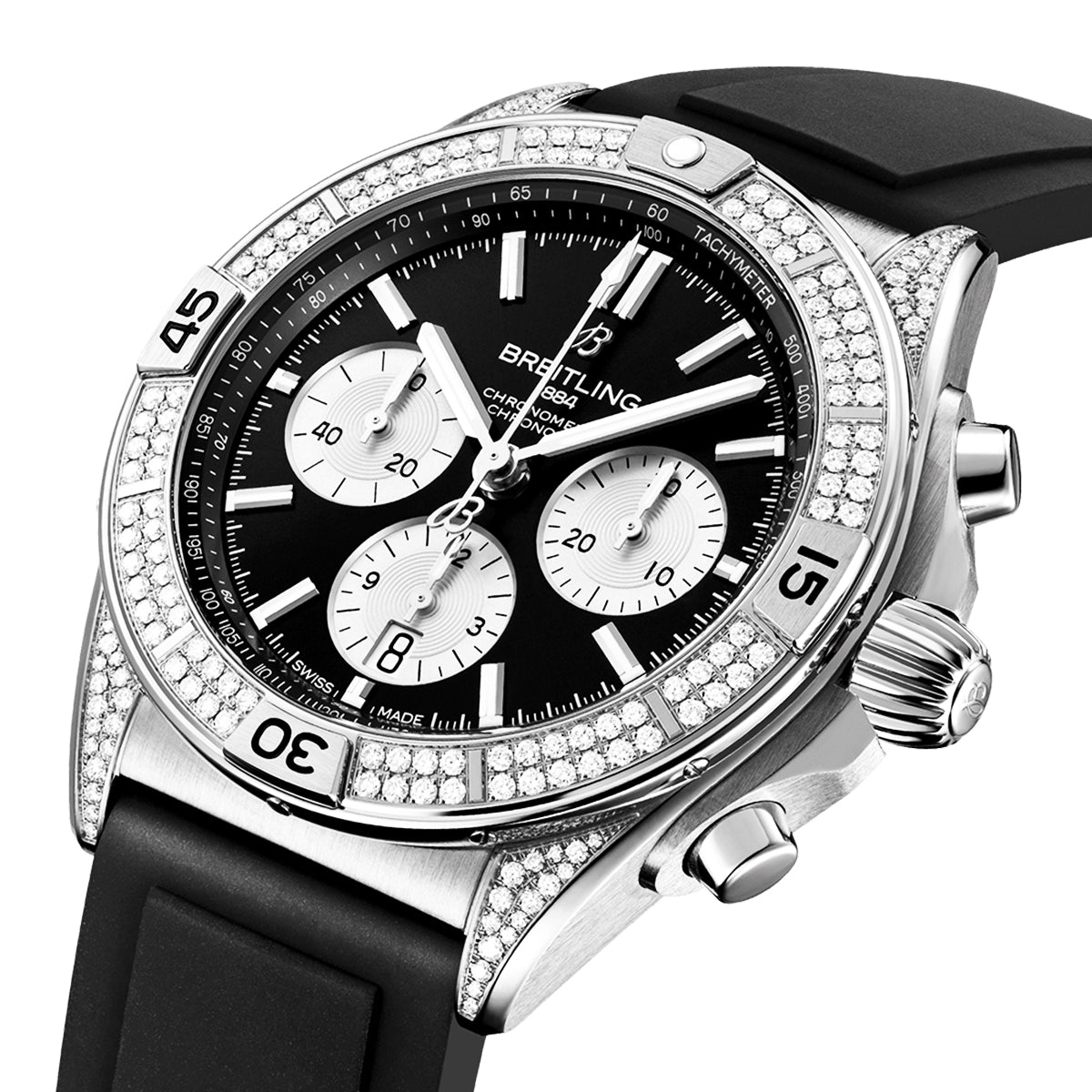 Chronomat B01 42mm Black/Silver Dial Diamond Set Watch