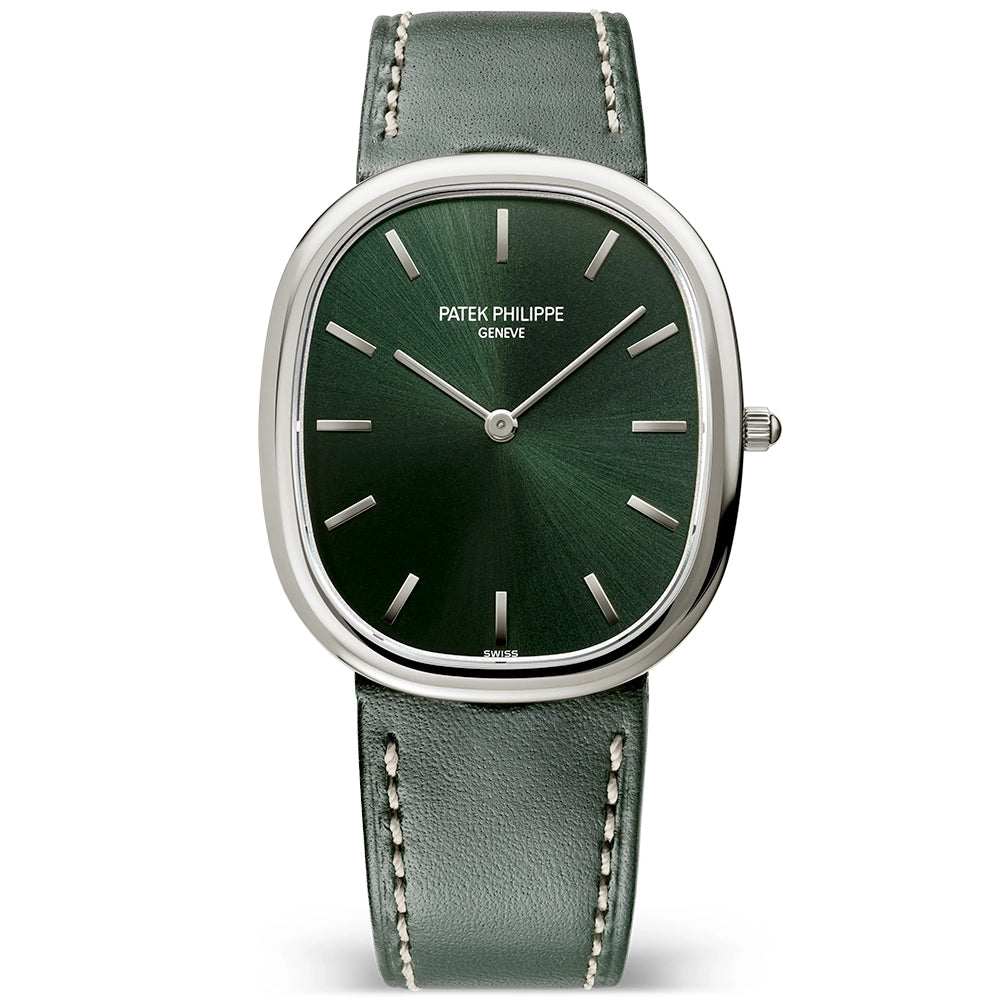 Patek Philippe Golden Ellipse 18ct White Gold Olive Green Dial Ladies Watch - Berry's Jewellers
