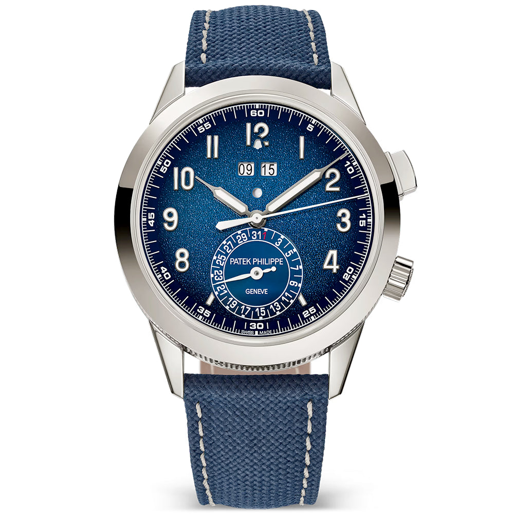 Patek Philippe Grand Complications 24hr-Alarm 18ct White Gold Blue Textured Dial Watch - Berry's Jewellers